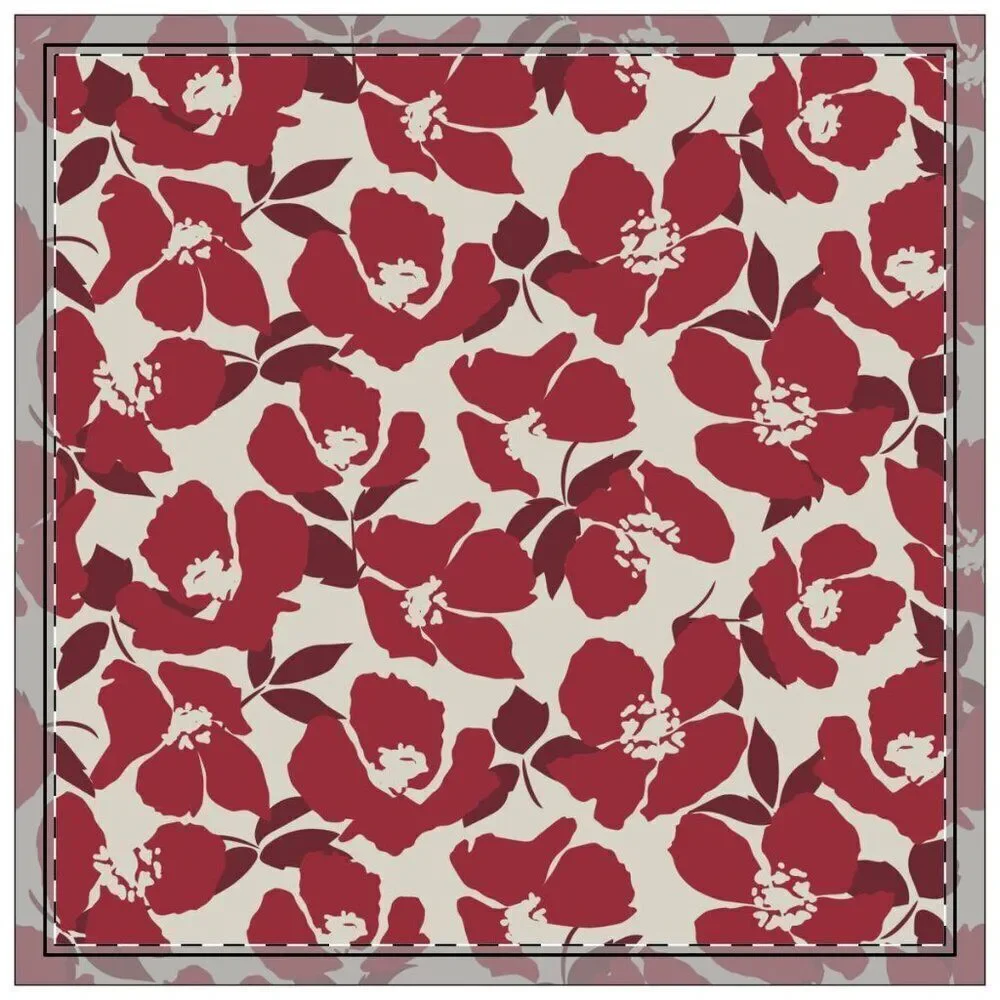 NWT Porter Anna- Crimson & Cream  Cotton Napkin 4-set, Poppy